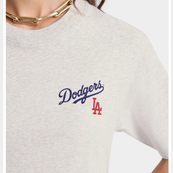 Sporty & Rich Dodgers Serif Tee In Heather Grey S NWT - Picture 4 of 15